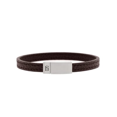 STEEL & BARNETT - Leren Armband Heren - Bruin - Maat S