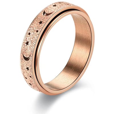 Bagues d'anxiété arc-en-ciel, lune, étoile, pour femmes et hommes, en acier inoxydable, anneau Anti-anxiété, Anti-Stress, Spinner 9 beige
