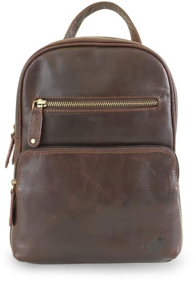 Fana Bags Kleine Dames Rugzak Donkerbruin - Echt Leer - Stadsrugzak Klein - Veel Vakken Rugtas - Cadeau Vrouwen