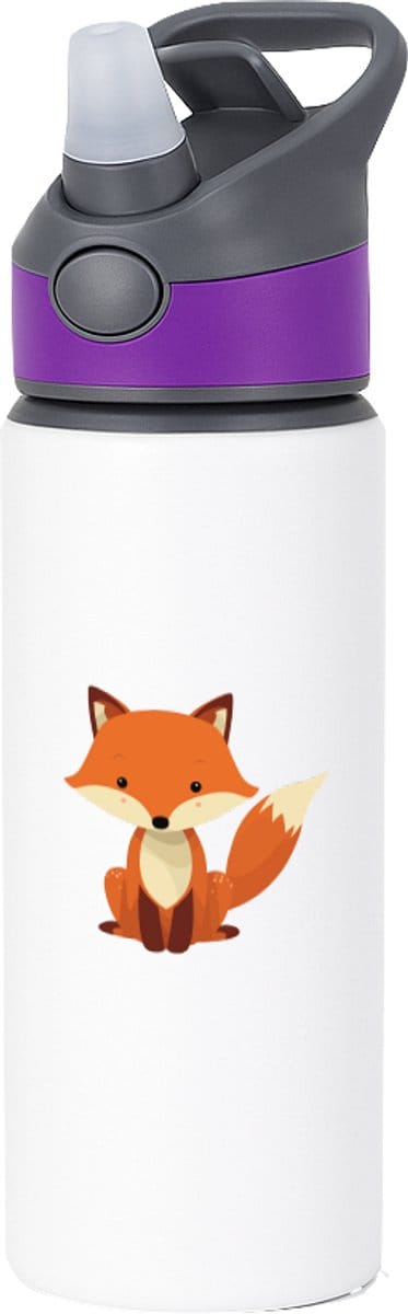 Hacebo® - Vossen waterfles met rietje paars - Katten - Dieren liefhebbers - Dierentuin - katachtigen - water fles - 650ML