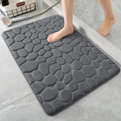 Tapijt - Badmat - Traagschuim Badmat - Antislip Badmatten - Badmatten van Keien Absorberende Badmatten Wasbaar Snel Droog - 40x60cm - Donkergrijs