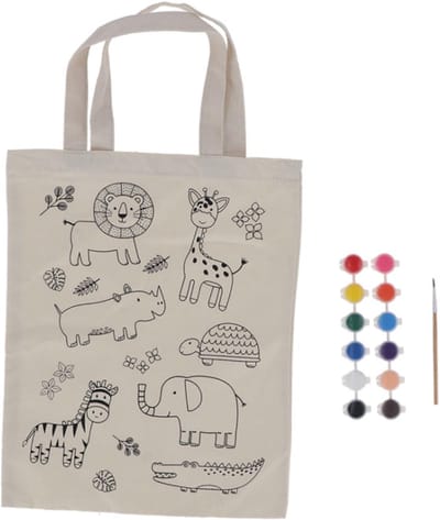 Esschert Design creatieve inkleurtas Jungle met verf en penseel.