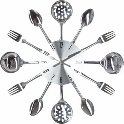 Zilveren Keukenklok Cutlery 38cm - Uniek en Modern Design