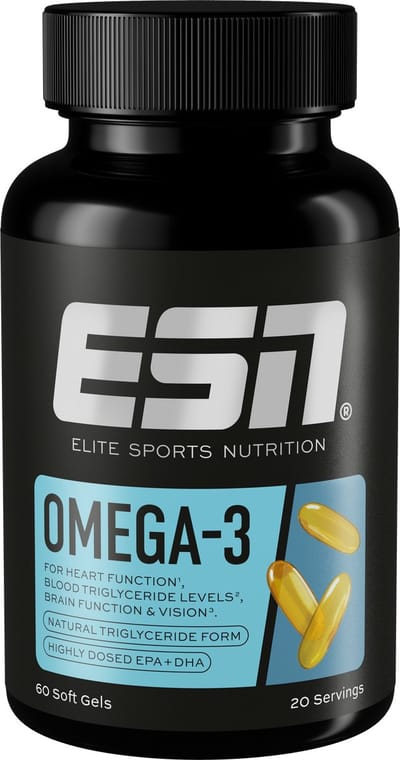 ESN Omega-3, 60 Capsules, 20 Porties - Hooggedoseerd EPA & DHA - 1200 mg EPA & 900 mg DHA per Portie - Waardevolle Visolie