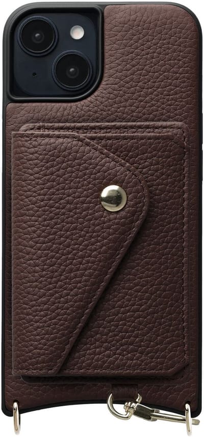 AVY Leren Hoesje Geschikt voor Apple iPhone 14 / 13 | Met Magnetische Kaarthouder | Compatibel met MagSafe | Leather Case met Wallet | Chocolate