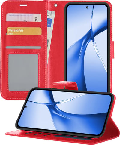 Hoesje - Geschikt voor OnePlus Nord CE4 - Luxe Bookcase - Walletcase Hoes - Portemonnee - Cover - Telefoonhoes - Rood