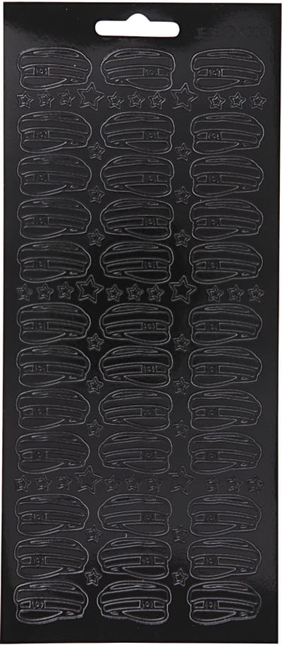 Stickers, hoed, vel 10x23 cm, zwart, 1 vel