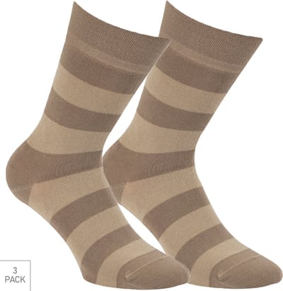 Boru Bamboo - 3-Pack - Gestreepte Sokken - Bamboe - Antibacterieel - Heren / Dames - beige - 35-38 - 2326