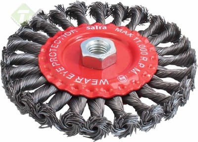 staalborstelschijf - 125mm - staalborstel getordeerd - m14 - staal borstel satra