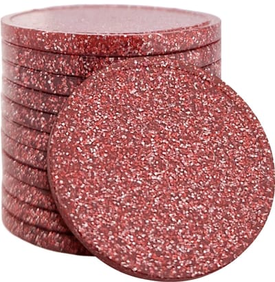 CombiCraft blanco glittermunten 29mm rood - per 100 stuks