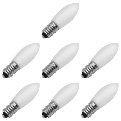 Reserve Kerstlampjes E10 - 7 stuks - Gloeilamp - 16V/3W - Warm Wit Licht - 2200K - 13 Lumen - Dimbaar - Mat