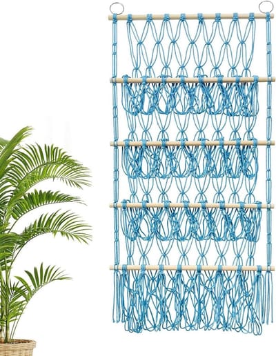 Stoffen Netplank - Boho Hangmat - Speelgoed Opbergen - Vier Lagen - 52 x 105 cm - Blauw