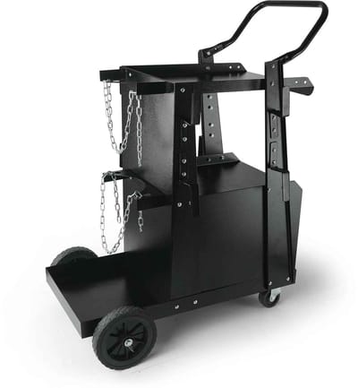 Bruinsma INEX Laskar - Laswagen - Lastrolley - Laswagen 2 Laags - Tankopbergkast Voor ARC Plasmasnijmachine - 71Lx48Bx75H CM - Zwart