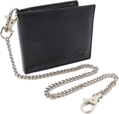 Safekeepers portemonnee Heren - portemonnee mannen - Portefeuille ketting - Chain Wallet - leer - zwart