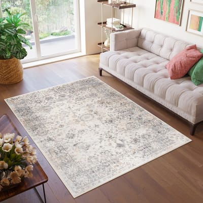 Tapiso Valley Vloerkleed Lichtgrijs Vintage Woonkamer Tapijt Maat- 80x150