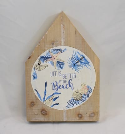 ZoeZo Design - Decoratief ornament - staand hout - met tekst - Life is better at the Beach - wandbord - nautisch - woondecoratie - strand - 29x19x3 cm