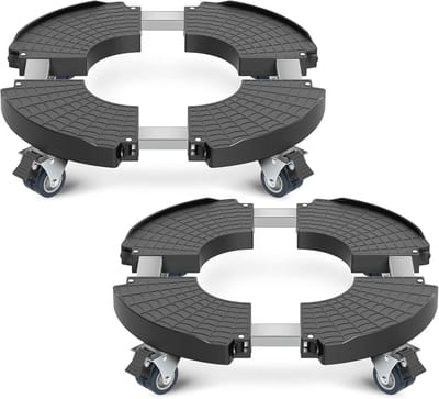 Verstelbare Plantenstandaard met Wielen - Heavy Duty Plant Roller 35-55 cm - Zwart - 2 Stuks