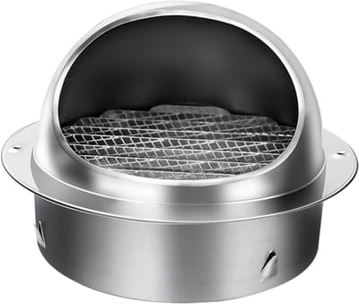 Ronde Ventilatie Rooster RVS - Luchtuitlaat voor Buiten met Insecten- en Regenscherm