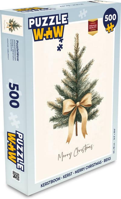 Puzzel Kerstboom - Kerst - Merry Christmas - Beige - Legpuzzel - Puzzel 500 stukjes - Kerst - Cadeau - Kerstcadeau voor mannen, vrouwen en kinderen