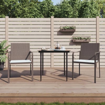 vidaXL - Tuinstoelen - 2 - st - met - kussens - 56x59x84 - cm - poly - rattan - bruin