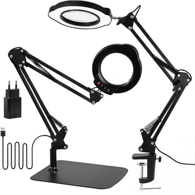 Unyqoos® Verstelbare loeplamp met verlichting en standaard voor gedetailleerd werk