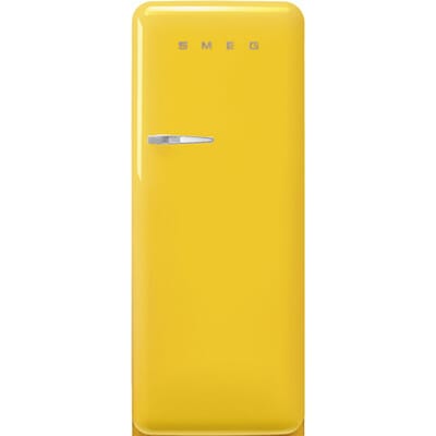 SMEG Koelkast Retro Vrijstaande ijskast Koelkast, Jaren 50, Enkeldeurs, Vrijstaand , Positie scharnier: Rechts, Geel