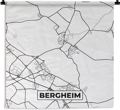Wandkleed - Wanddoek - Kaart - Plattegrond - Bergheim - Stadskaart - 180x180 cm - Wandtapijt