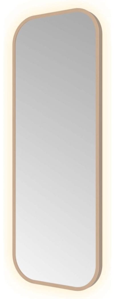 Hotbath &More SSQ380 Soft Square spiegel 30x80cm met verlichting, kleurwissel, dimbaar en afstandsbediening geborsteld koper PVD