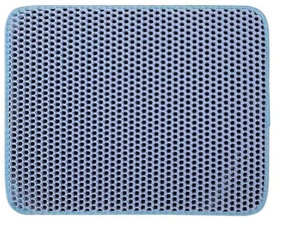 Kattenbak Mat - Kattengrind Opvangmat - Waterdichte Siliconen Vloermat - Dubbele laag - Placemat Kat - Schoonloopmat Kattenbak - Groot 30x30cm - Blauw