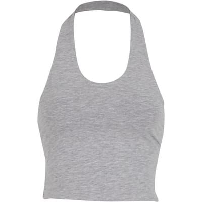 Urban Classics - Basic Neckholder Jersey Crop top - XXL - Grijs