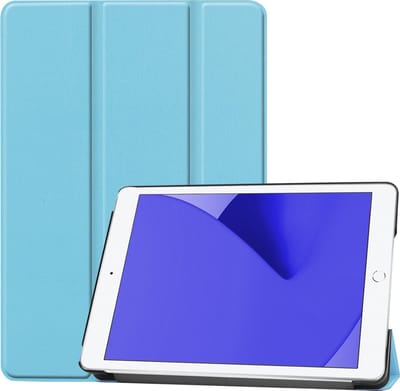 Hoes - Geschikt voor Apple iPad 8 (2020) - 10.2 inch - 8e Generatie - Dun & Stevig - Trifold Bookcase - Hard Cover - Hardcover Book Case - Tablet Hoesje - Lichtblauw