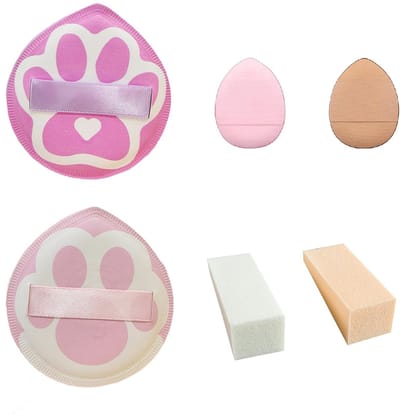 Dailygoods- Poederkwasten Set - 2 Stuks Make-up Spons - Zachte Poederspons - T-vormige Pads - Vingerpads - Uniek Design - Make-upspons