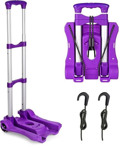 Steekwagen Opvouwbaar met 4 Wielen - Zware Bagagewagen / Trolley voor Verhuizen en Boodschappen (Paars)