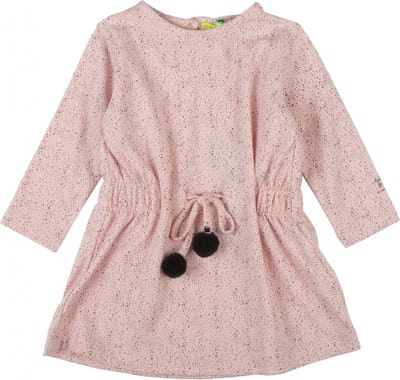 Jurk -Meisjes -Roze met zwarte stip - Lange mouw - 18 maand 86