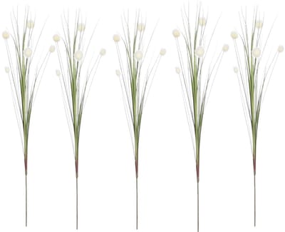 Mica Decorations - 5x - Rietgras kunstplant - losse steel/tak - groen/wit - 84 cm - siertakken