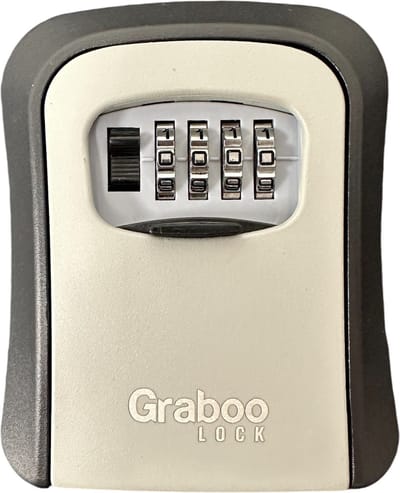 Graboo LOCK Sleutelkluis - Sleutelkast - Sleutelkluisje met Cijferslot Code voor Buiten - Waterdicht Sleutelkluis - Grijs/Zwart