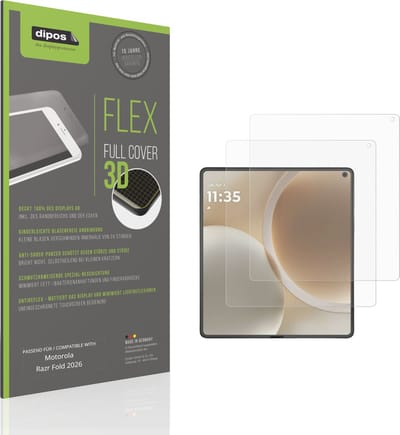 dipos FLEX – 2x Matte Screenprotector geschikt voor Motorola Razr Fold 2026 Buitenkant | Volledige Schermbescherming | Case-Friendly