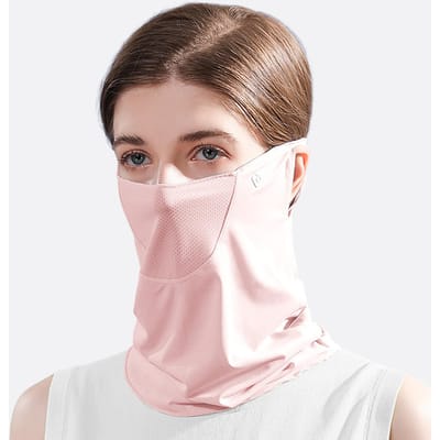 Dames Zomer Gezichtsbedekking UV-bescherming Oorlus Halsbeenkap Ademende gezichtssjaal bivakmuts voor roze