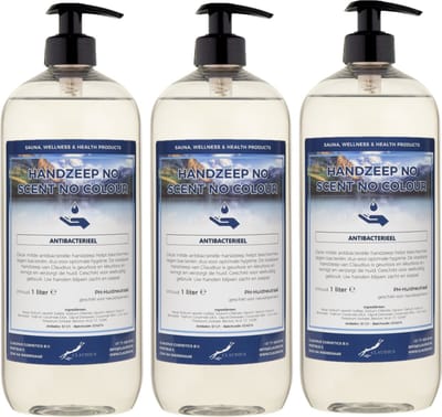 Handzeep No Scent, No Colour 1 liter - met gratis pomp - set van 3 stuks