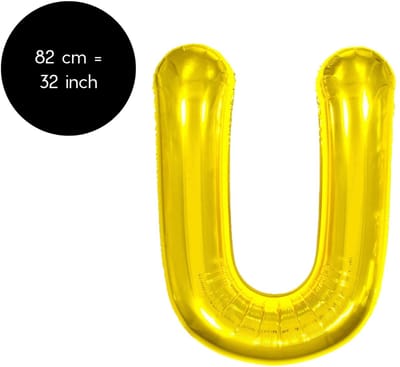 Fienosa Letter Ballonnen - Letter U - Goud - Kleur Goud - 82 cm - Helium Ballon - Verjaardag Ballon - Verjaardag versiering