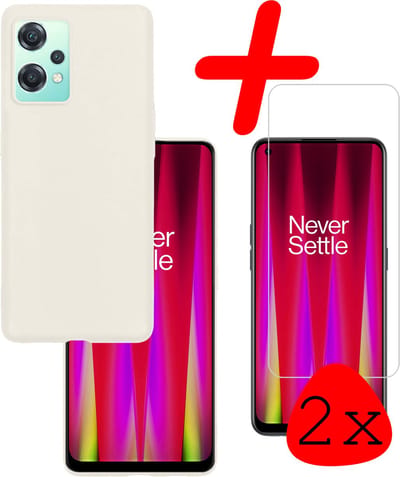 Hoesje Met 2x Screenprotector - Geschikt voor OnePlus Nord CE 2 Lite - Sterk & Shockproof - Back Cover - Siliconen Case - Telefoon Hoes - Wit