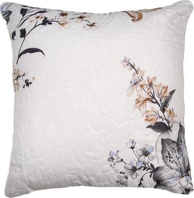Clayre & Eef Kussenhoes 40x40 cm Wit Grijs Polyester Bloemen