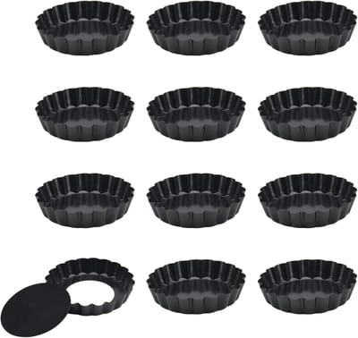 12 Mini Taartvormpjes 10 cm - Ronde Geribbelde Quicheblikken zonder Merk