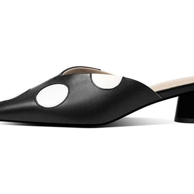 Dames Pantoffels Middelhoge Hak Vierkante Neus Stippen Zacht Antislip Schoenen Blokhak Ademende Sandalen Schoenen 40 zwart