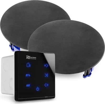 Power Dynamics Powerline A50B Set met inbouw audio versterker en 2 plafondspeakers - Zwart