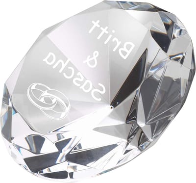 Kristal Diamant Presse-papier - Glazen Decoratie - Bureau Decoratie - Persoonlijke Gravure - 100x100x56 mm - Kleurloos