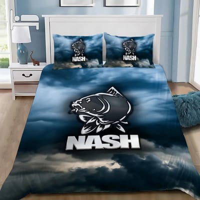 Nash Fishing Logo Dekbedovertrek Kussensloop Beddengoedset Volwassene JongenMeisje Slaapkamerdecoratie Eenpersoons Tweepersoons Groot Formaat US King(264x228cm)