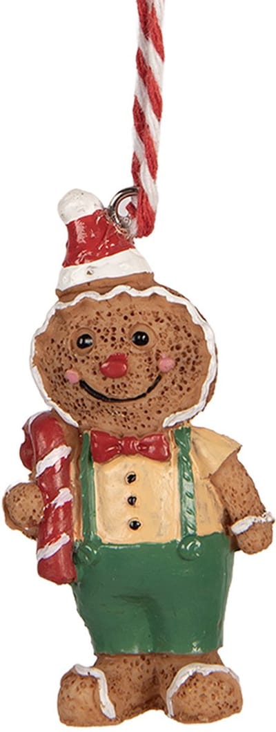 Clayre & Eef Kersthanger Gingerbread man 3x1x6 cm Bruin Kunststof