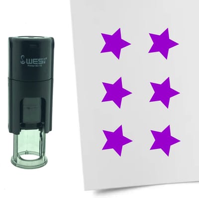 CombiCraft Stempel Ster of Sterretje 10mm rond - paarse inkt