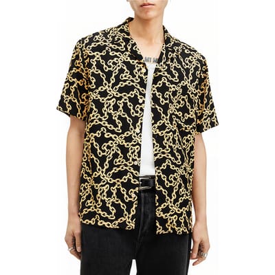 AllSaints Link Ss Shirt Jet Black Taglia: L | Camicie Casual Outlet | Uomo | Nero